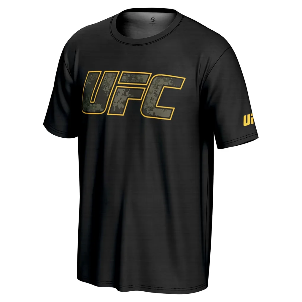 UFC Men Quick Dry Sports T‑Shirt Digital Camo Letter Graphic Breathable MMA Fighting Gym Training Workout Fan Tees Tops - view 3