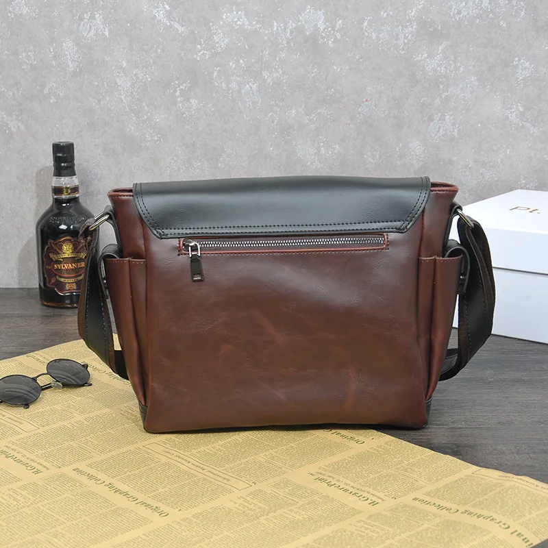 GOYN  Leather Men's Bags Vintage Shoulder Crossbody Bags Flapcover Design Man Travel Work Business Messenger Satchel Bag