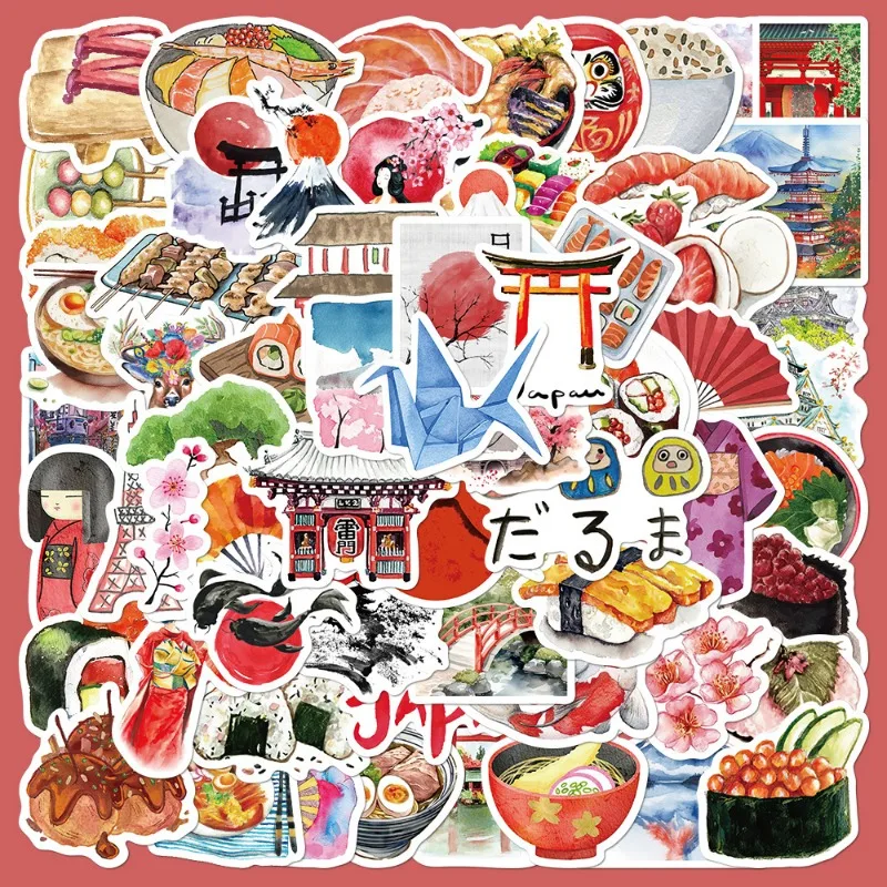 64pcs Creative Cartoon Japan Travel Series Graffiti Stickers Suitable for Helmet Desktop Wall Decoration DIY Sticker Pack