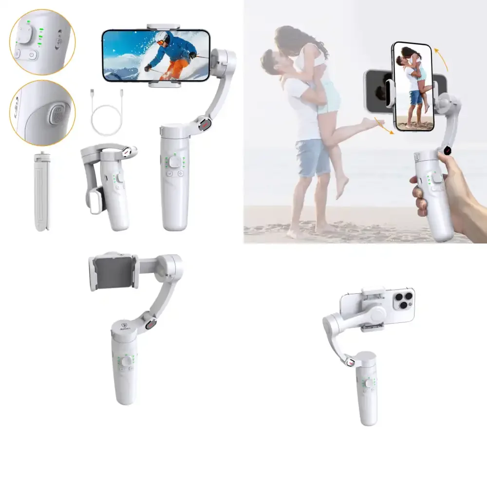 

3-осевой стабилизатор M1 с горизонтальным и вертикальным переключением, FPV-видом, вращением на 360 градусов и отслеживанием объектов