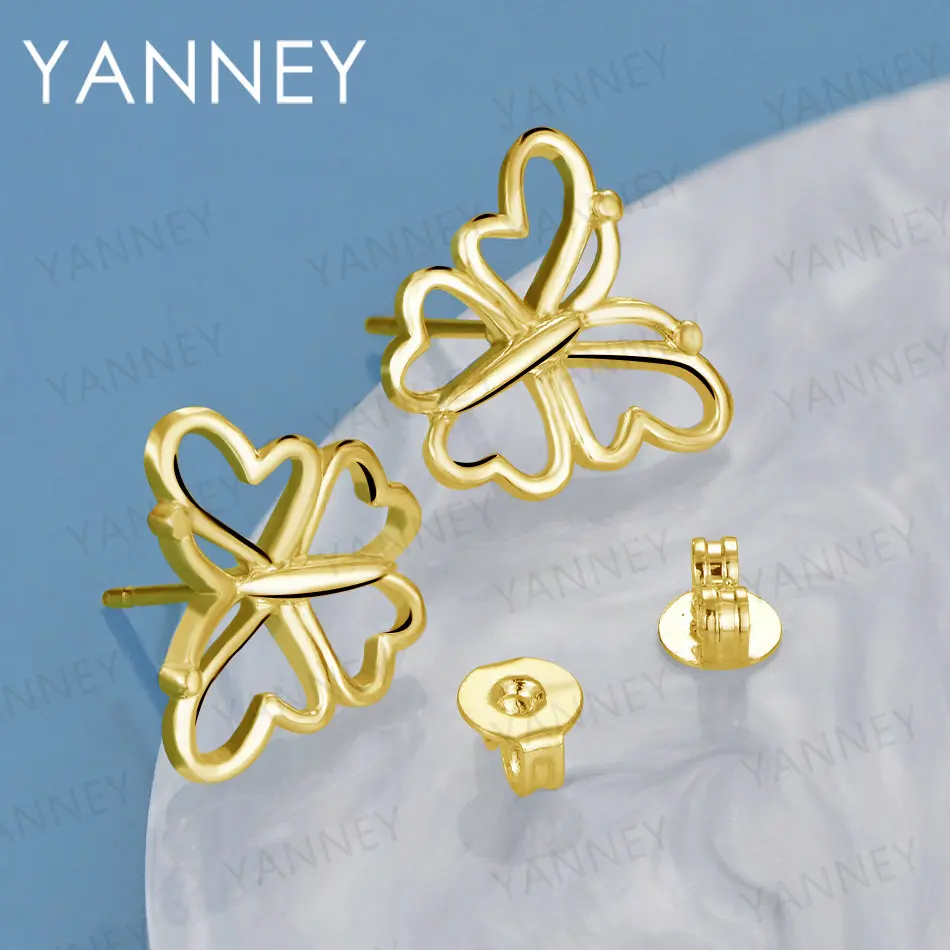 Luxury 10MM 925 Sterling Silver 18K Gold Fine Butterfly Stud Earrings Women Fashion Charm Wedding Party Gift Jewelry Wholesale