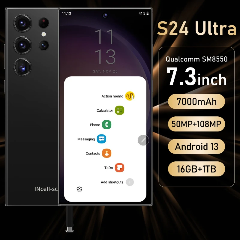 

New Brand S24 Ultra Unlocked SmartPhone 7.3 HD Screen 22GB+2TB 4G/ 5G Dual Sim Android13 7000mAh S25 Ultra Mobile Phone