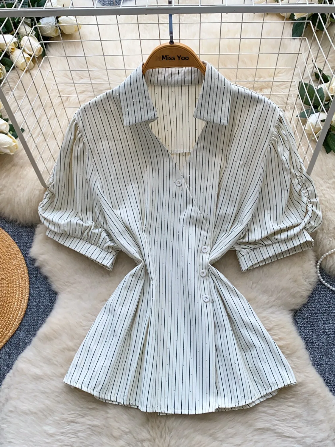 French Style Slim Fit Shirt Wo - Summer Clothing Work recension och pris