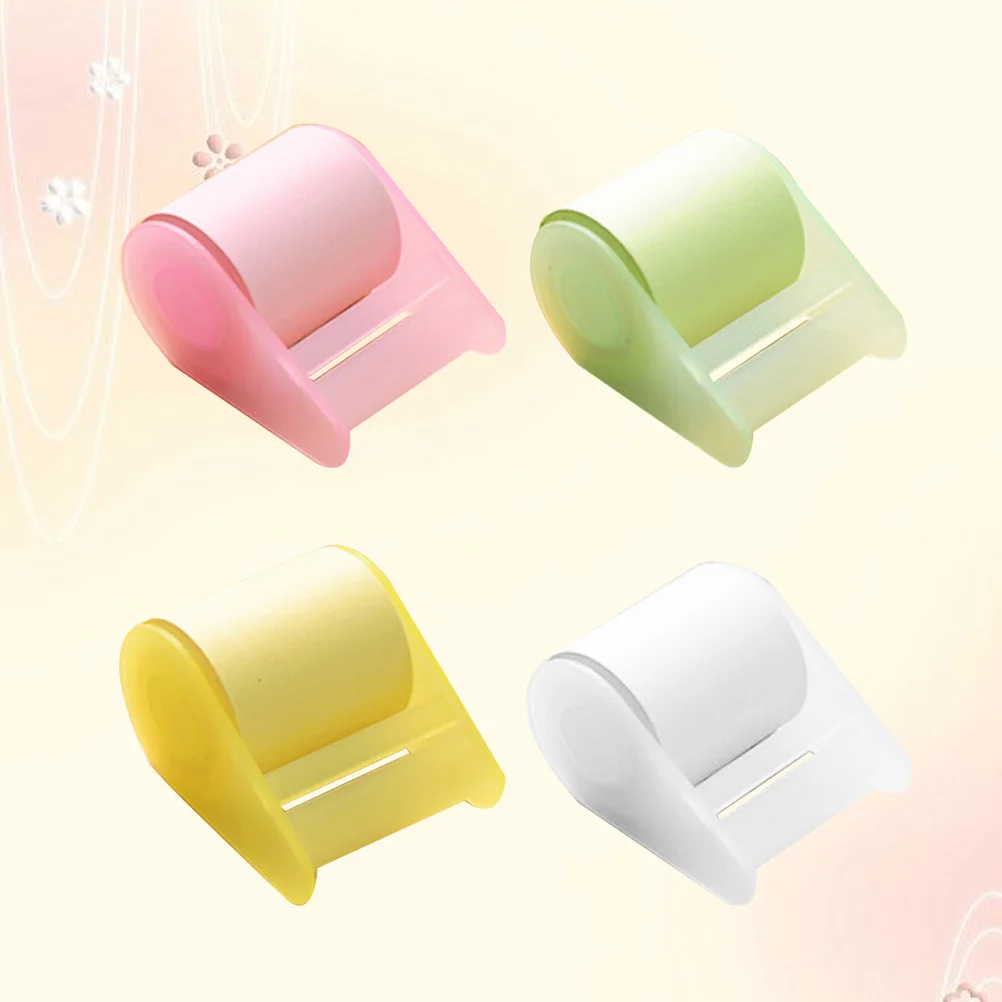 4Pcs Sticky Notepads Roll Super Self-Stick Notes Tape Dispenser Memo Pad Home School Office Removable Cleanly Smooth Surfaces