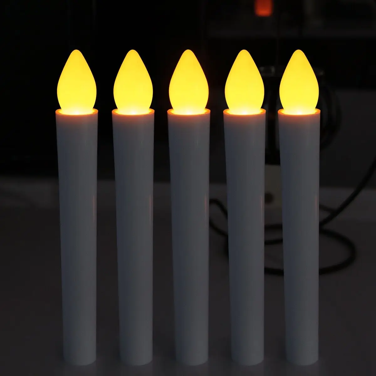 100pcs Flameless Battery powered tealight Wax Dipped LED Taper Candle lamp Church birthday wedding Xmas party decor 17.5CM