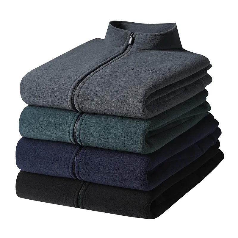 Chaqueta de algodón con cuello levantado para hombre, chaqueta de pesca al aire libre para otoño e invierno, chaquetas superiores cálidas y suaves de lana Simple