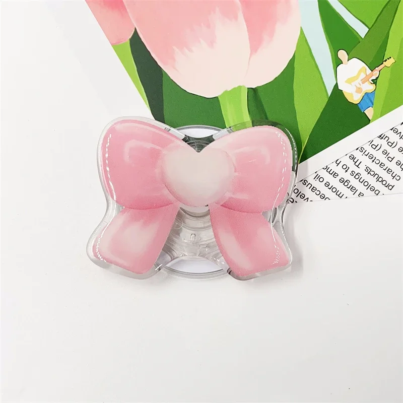 Bonito dos desenhos animados rosa arco magnético titular, aperto superior, suporte do telefone stand, suporte para iphone 16, pad, magsafe, inteligente, coreano