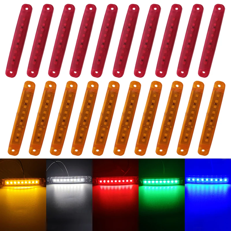 10PCS 9 LED 12V 24V LED Clearence Light Front Rear Side Marker Indicators Light for Volvo Truck Car Bus Trailer Van