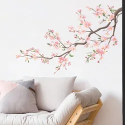 Watercolor Bird Plum Peach Blossom Wall Stickers for Wall Windows Bedroom Decoration Girl Children Kids Room Decor for House