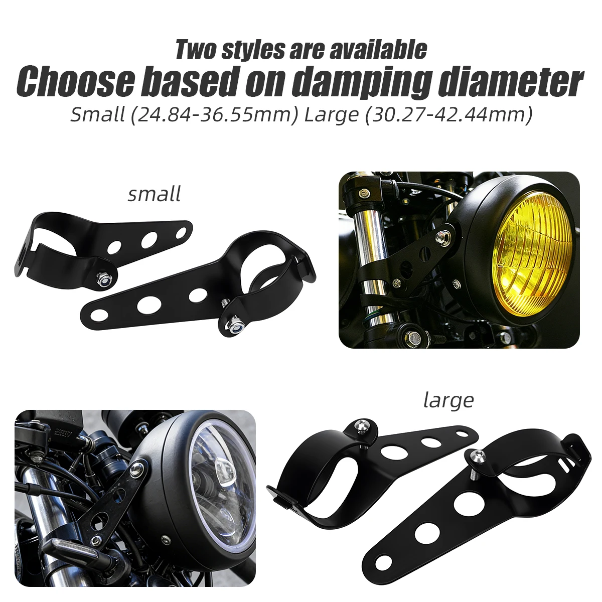 Universal Motorcycle Headlight Mount Bracket 28-36mm 35-43mm Adjustable Fork Ear Chopper Headlamp Holder Clamp Motor Fork Mount - view 5
