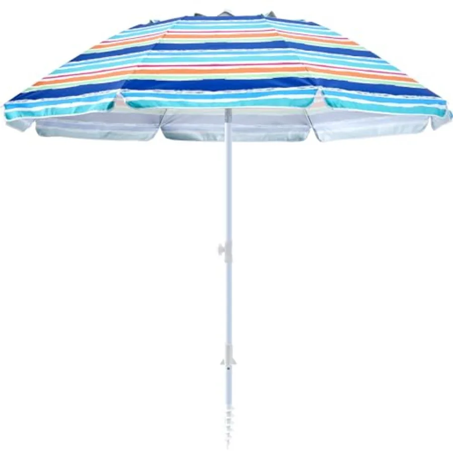 

beach umbrella with sand anchor, UPF 50+protection, 8 ribs, beach umbrellas for sand portable, with button tilt - multifunction
