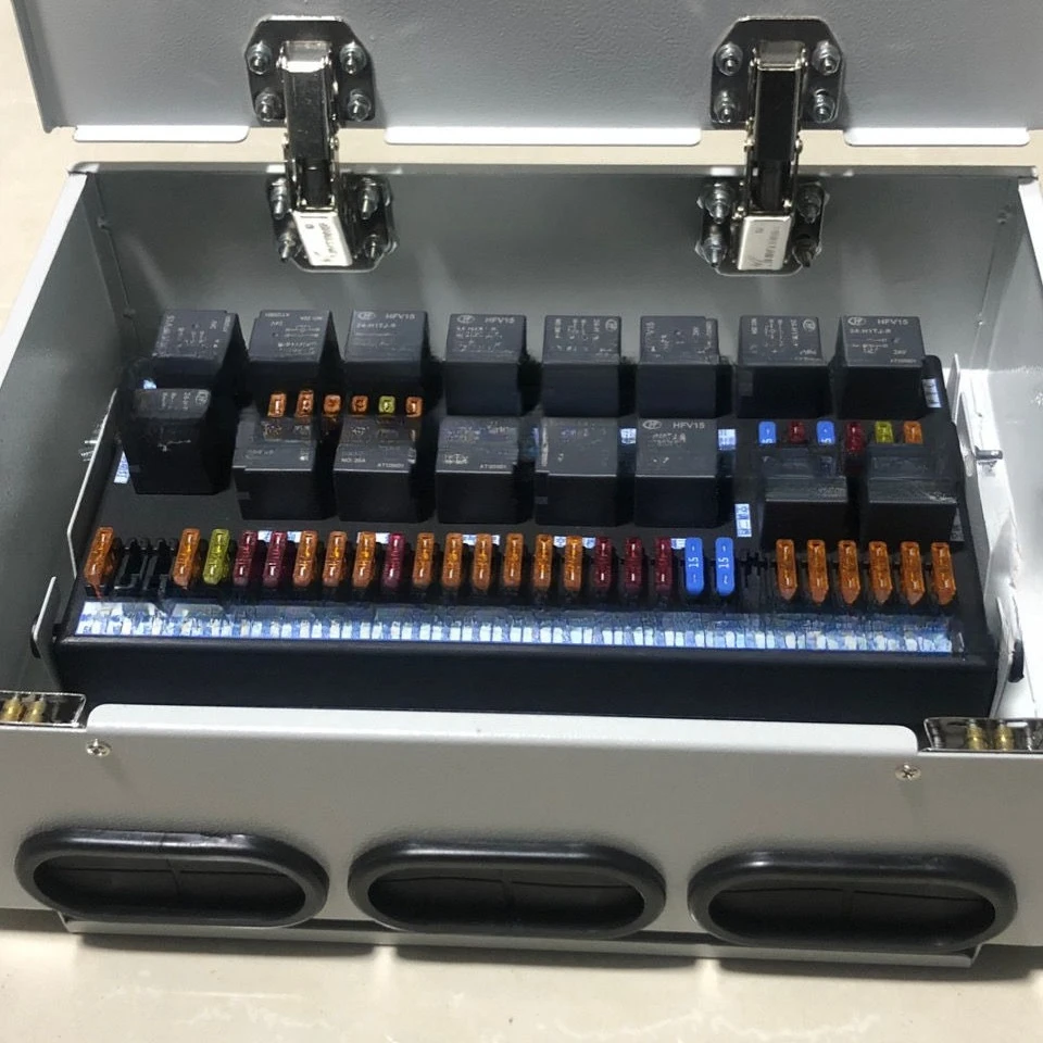 RV distribution box relay, modified RV distribution box, 12V, 24V system fuse box
