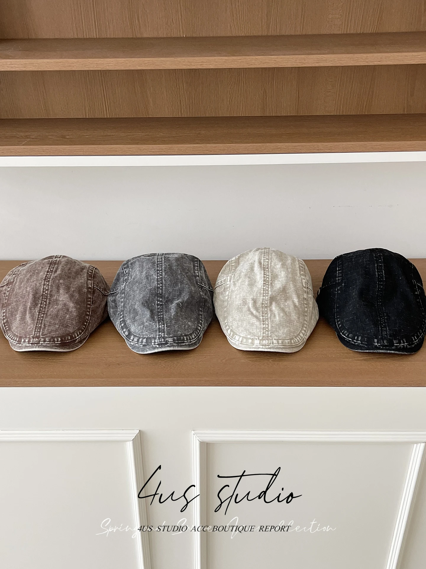 Washed retro forward hat, four-season versatile cap, face-showing little painter hat