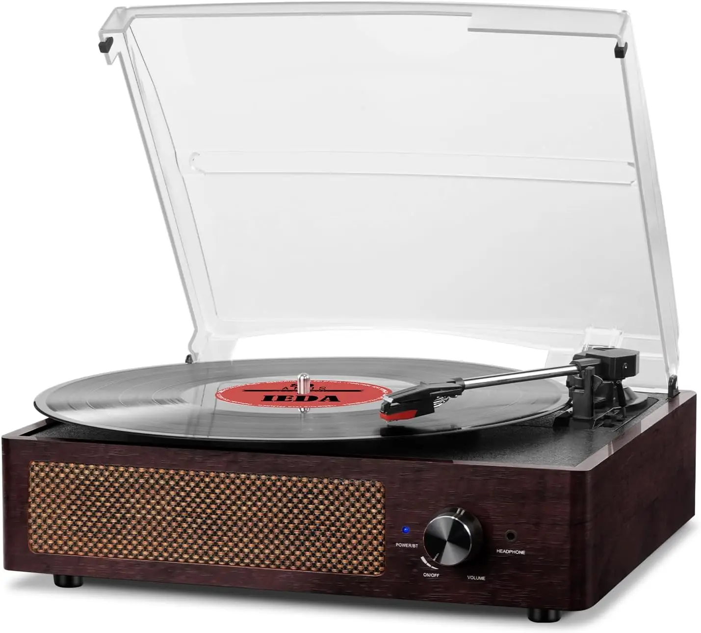 Portable Bluetooth Turntable with Built-in Speakers, 3-Speed Retro Record Player for Home Entertainment