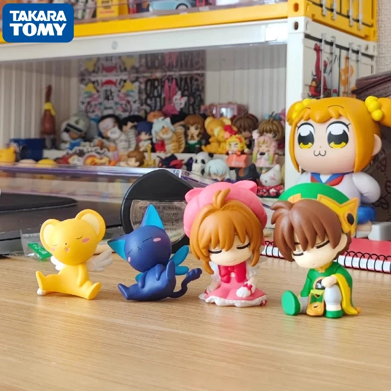TAKARA TOMY Gashapon Cardcaptor Sakura Shoulder to Shoulder Sleeping Pose Chibi Mini Dolls Anime Figure Collectible Decor Gifts