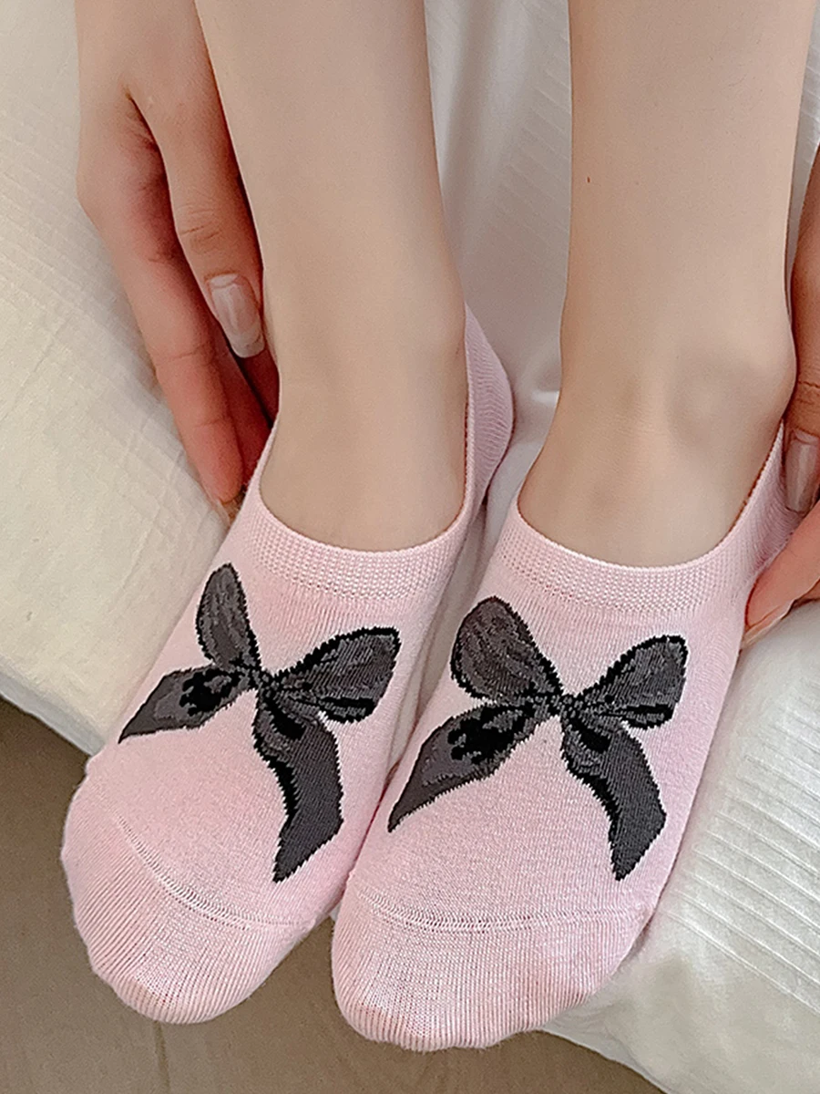 5 Pairs Of Summer And Autumn Women's Cute And Fresh Regular Anti Slip Shallow Bow Boat Scks