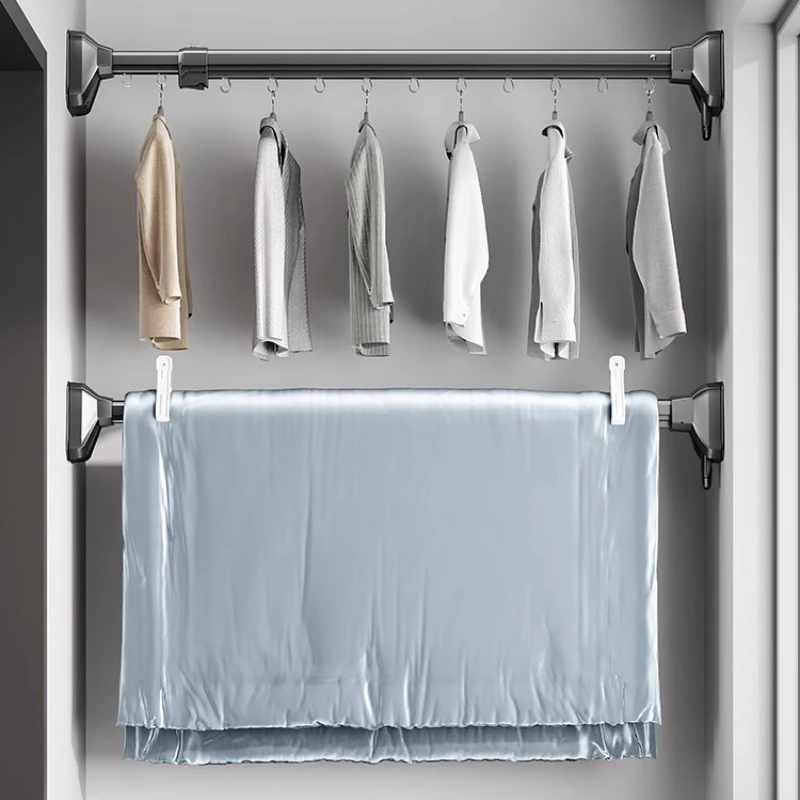 ‌No Drill Adjustable Clothes Rod, GripMax Bathroom Tension Pole, 50lb Heavy Duty Drying Rack, Storm-Proof Window Dryer