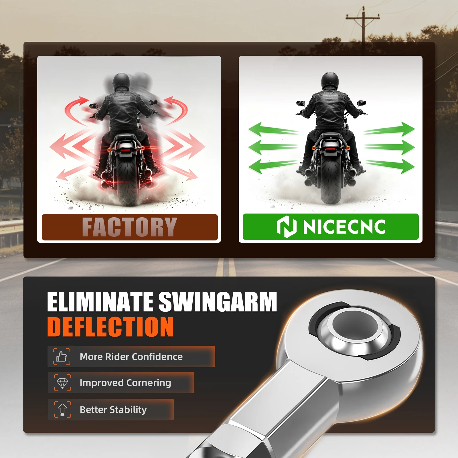 NICECNC Swingarm Stabilizer Link Kit For Harley Dyna 1999-2017 Street Bob Low Rider Fat Bob Wide Glide FXDB FXDL FXDF FXDWG