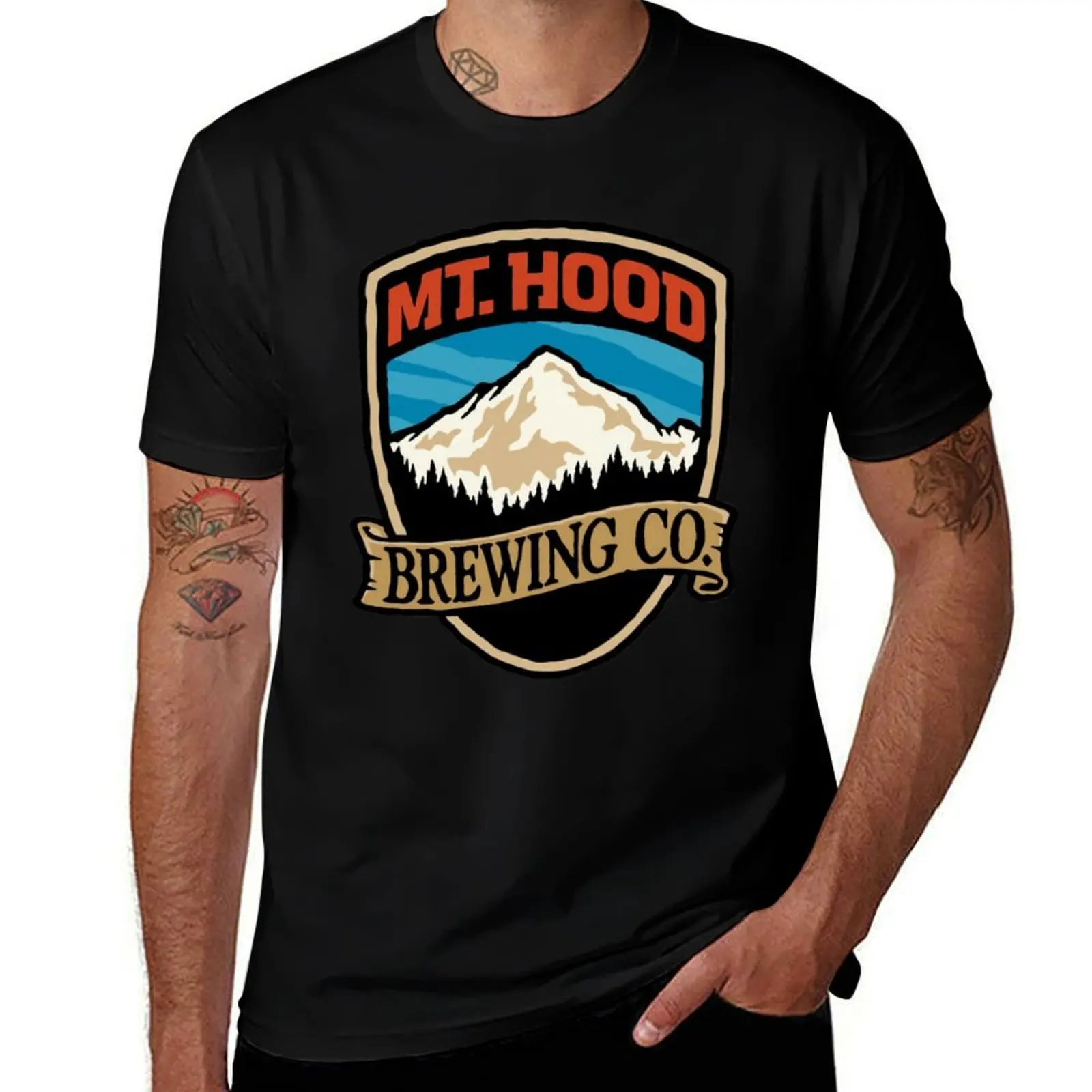 MT. HOOD Brewing T-Shirt Durable Work Wear T-Shirt