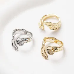 2PCS Brass Ring Can Hang Pearls Adjustable Size Ring for Jewelry Findings DIY Hand Made 14k Gold Plated  Accessories 21*16.7mm