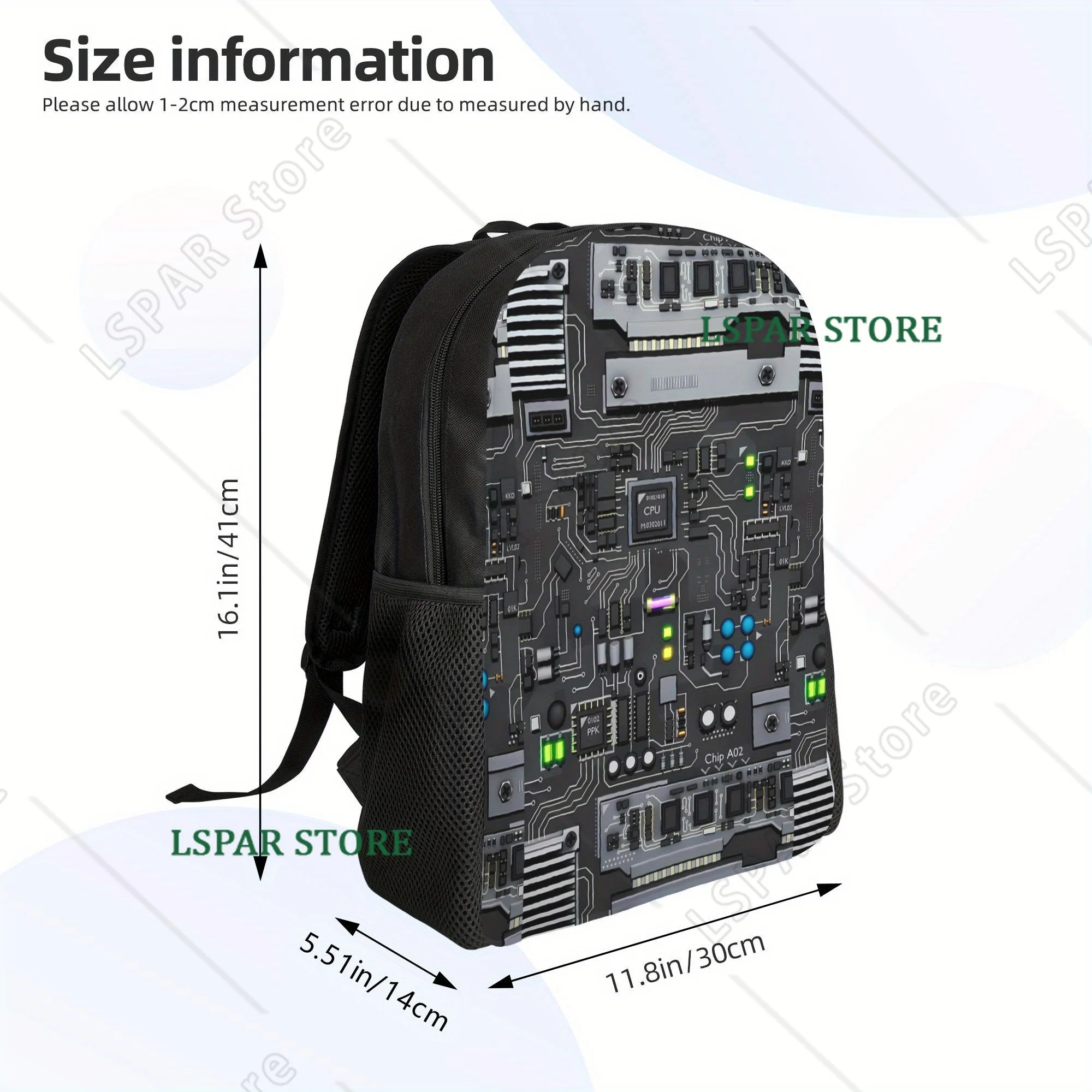 Casual Backpacks for Students Featuring Motherboard Designs Perfect for Travel and Carrying Laptops with Adjustable Straps