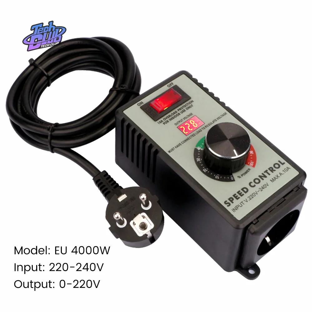 Electronic Voltage Regulator 110V 220V Motor Speed Controller LED Temperature Light Regulation Power Supply  EU US UK AU Plug