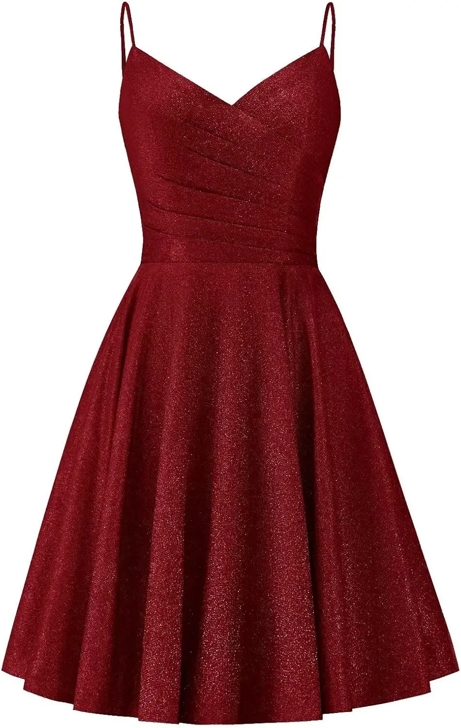 

Spaghetti Straps Prom Dress Evening Party Gown with Pockets Graduation Dress V Neck Homecoming Dresses for Teens Short Glitter