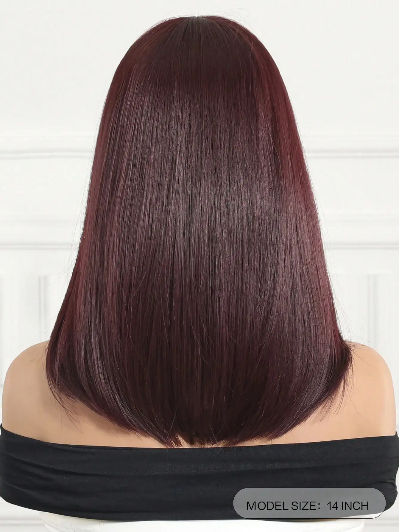 14インチ ブラック ショートボブウィッグ 前髪付き レイヤードファッションウィッグ 女性用 合成繊維ウィッグ 休日 旅行 家族に最適