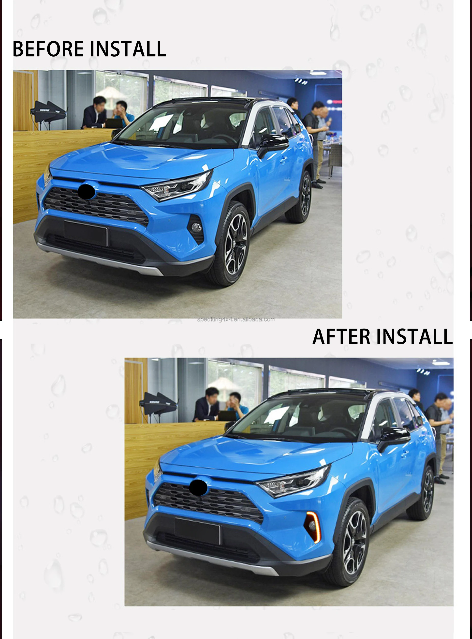Car LED DRL Daylights for Toyota RAV4 2019 2020 2021 2022 Yellow Turn Signal Night Blue Daytime Running Light