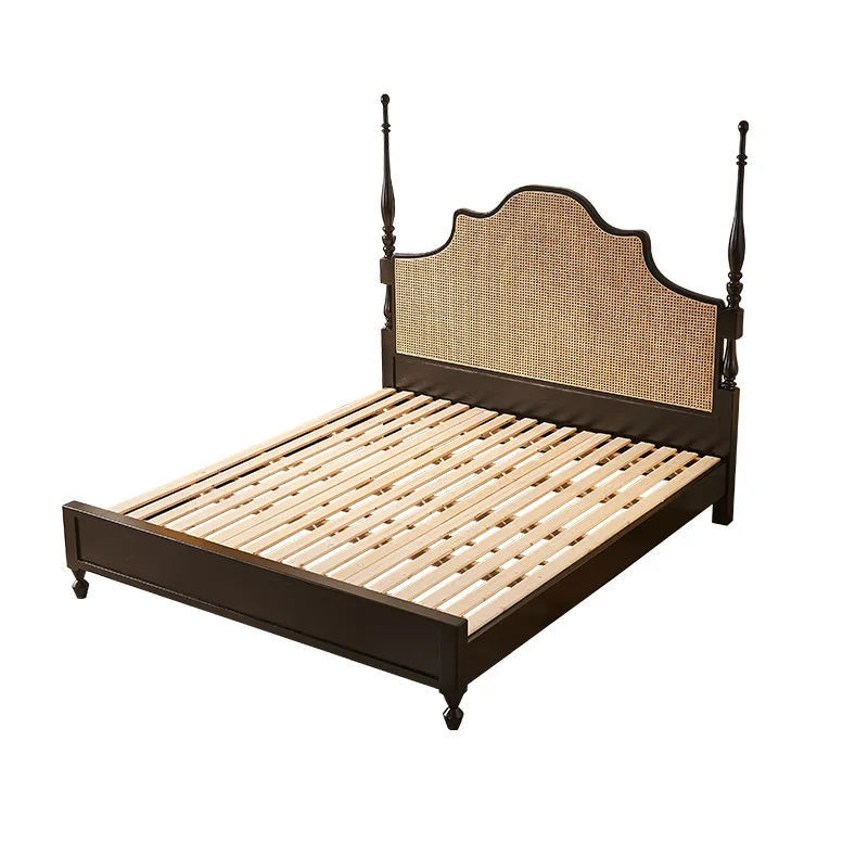 

American master bedroom bed, Nordic creative solid wood, high-end homestay hotel antique double bed