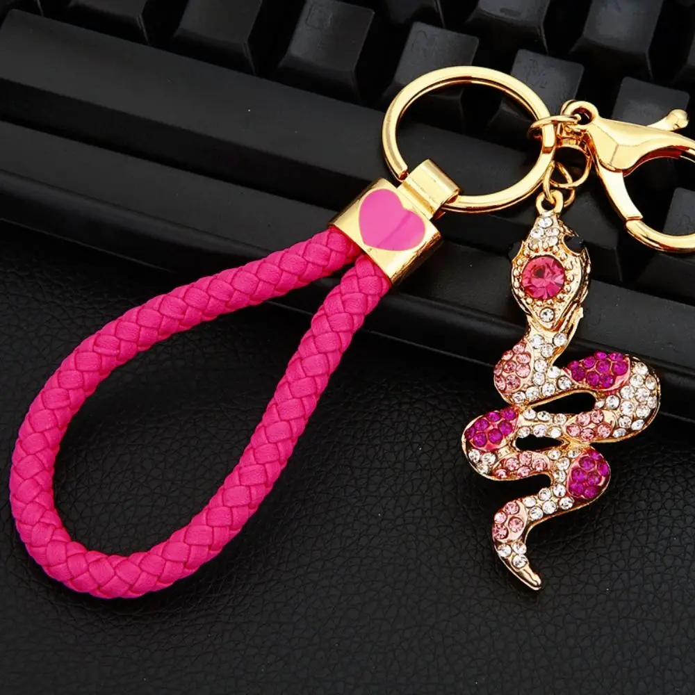 Fortune Rhinestone Snake Keychain Exquisite Colorful Snake Lucky Pendant Collection Creative Women's Bag Pendant New Year Gifts