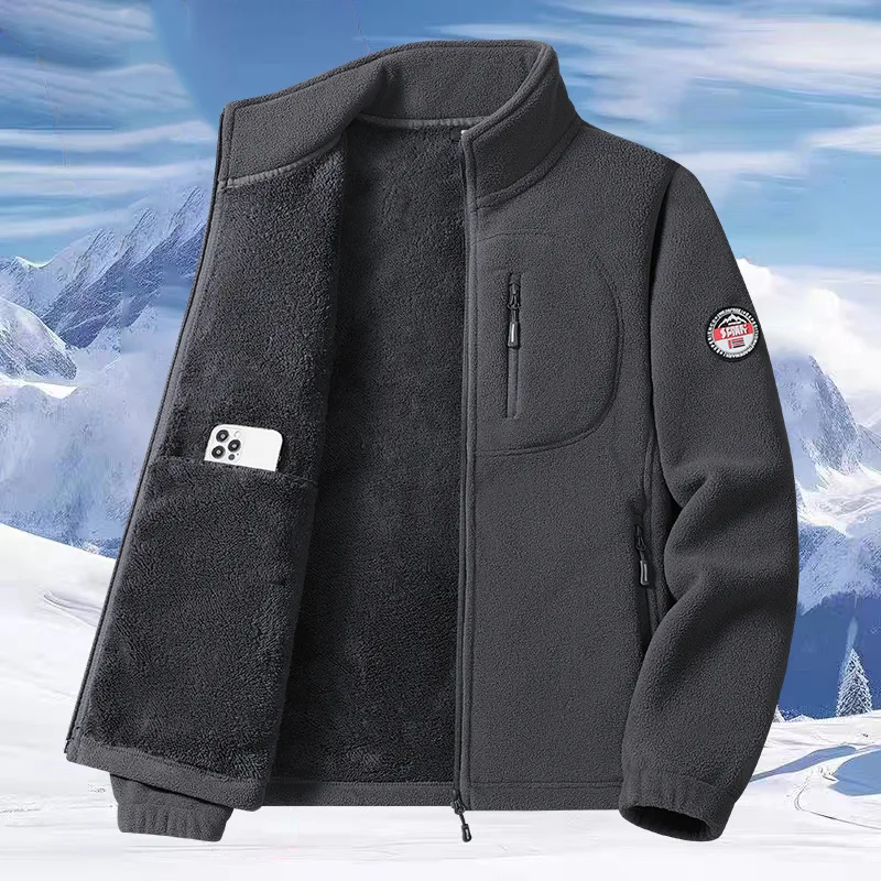 

Men's Fleece Jacket Thickened Stand-Up Collar Warm Autumn Winter Coat Car Sweater Top New Style for Men