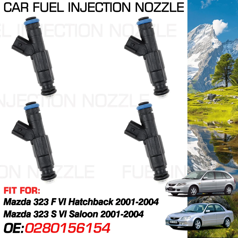 Car Fuel Injectors Nozzle Injection for Mazda 323 F VI Hatchback Mazda 323 S VI Saloon 2001-2004 Parts 0280156154 L301-13-250A