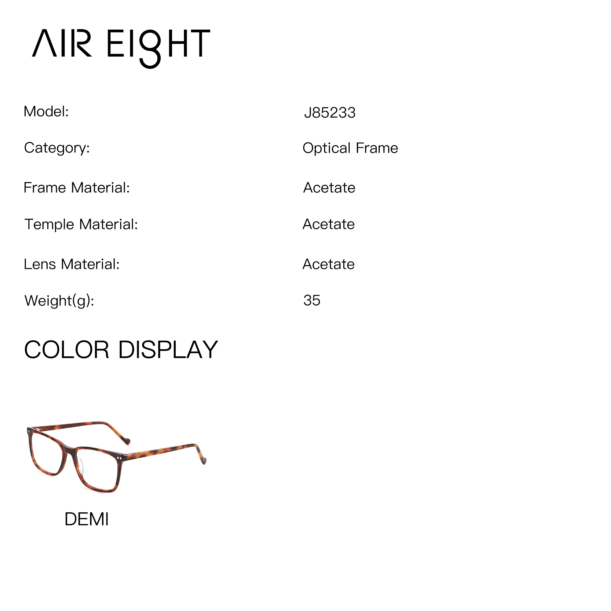 AIREIGHT Acetate Rectangle Myopia Custom Prescription Glasses For Men Anti Blue Light Progressive Multifocal Optical Eyewear