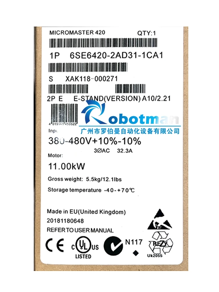 New Original 6SE6420-2AD31-1CA1 MICROMASTER 420 Frequency Converter 11KW 380V Include BOP Panel With Free DHL/UPS/FEDEX