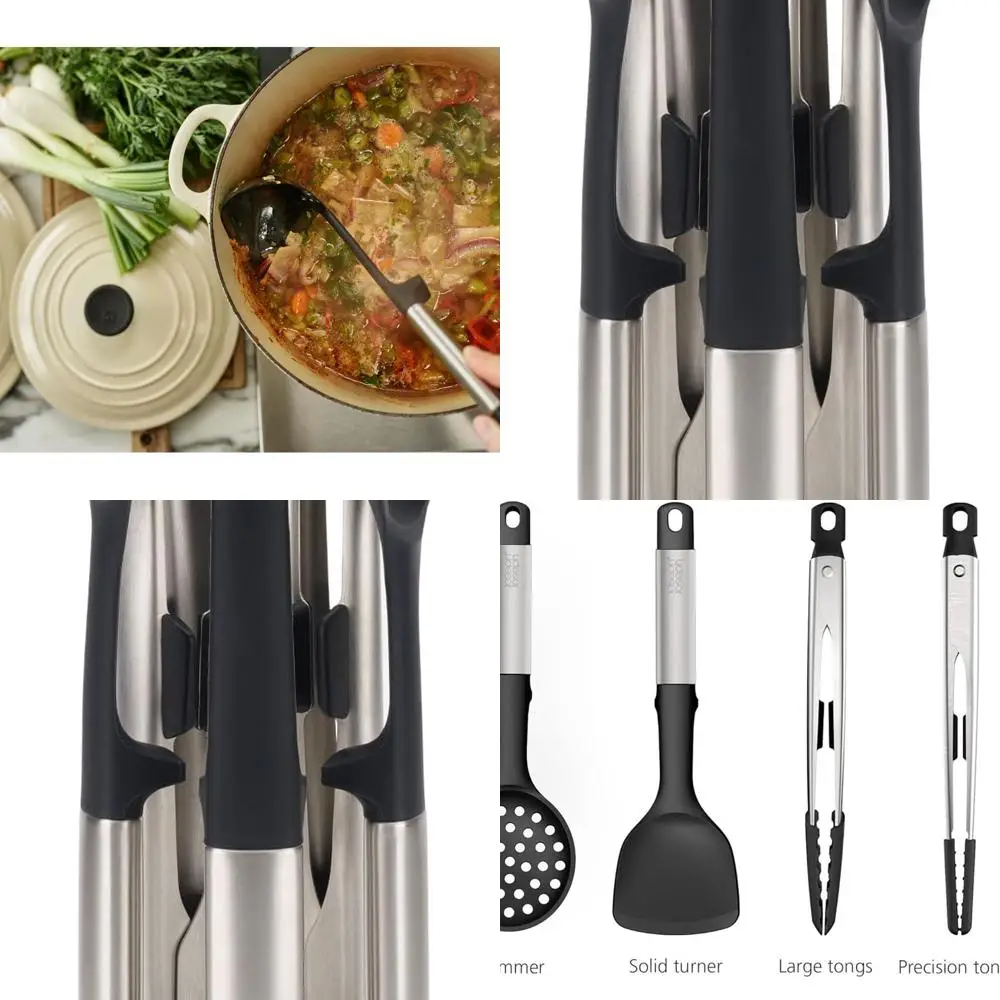 

Stainless Steel 5-Piece Silicone Kitchen Utensil Set with Storage Stand