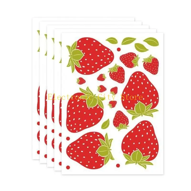 Strawberry Shaped Sticker Waterproof PVC Wall Decorative Sticker Removable Window Clings For Wall Furniture Glass Door HU8D