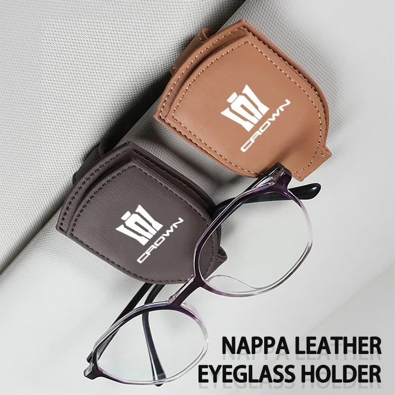 Car Sun Visor Glasses Clip Leather Magnetic Sunglasses Holder For Toyota Crown Athlete 2000 2001 2002 2003 2004 2005 2006 2007