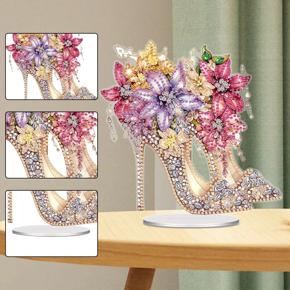 

High Heels Special Shaped Diamond Painting Tabletop Ornaments Kit Elegant Desktop Diamond Art Kits for Home Office Desktop Decor