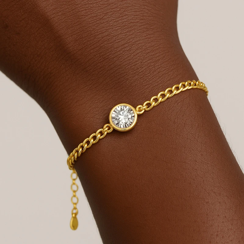 سوار مويسانيتي مستدير من الفضة عيار 925 عيار 1 قيراط، سوار فقاعي كلاسيكي كاجوال بسيط للرجال والنساء