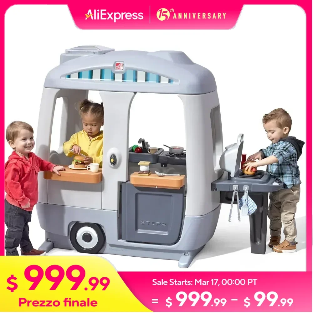 Adventure Camper Playhouse for Kids, Indoor/Outdoor Playset with Sounds, Toddlers 2+ Years Old, Realistic 50 Piece Camper Toy