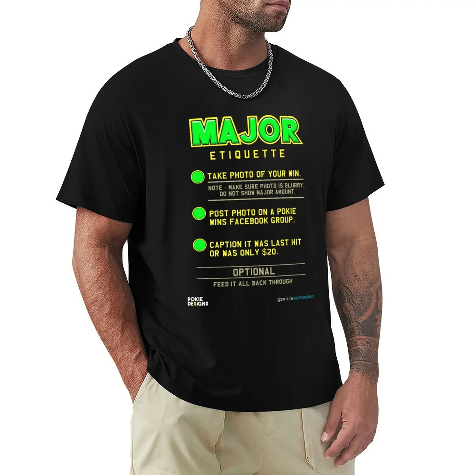 

MAJOR JACKPOT ETIQUETTE Design - Pokie Designs T-Shirt rapper graphic tees luxury t-shirt tees anime stuff cotton t shirt men