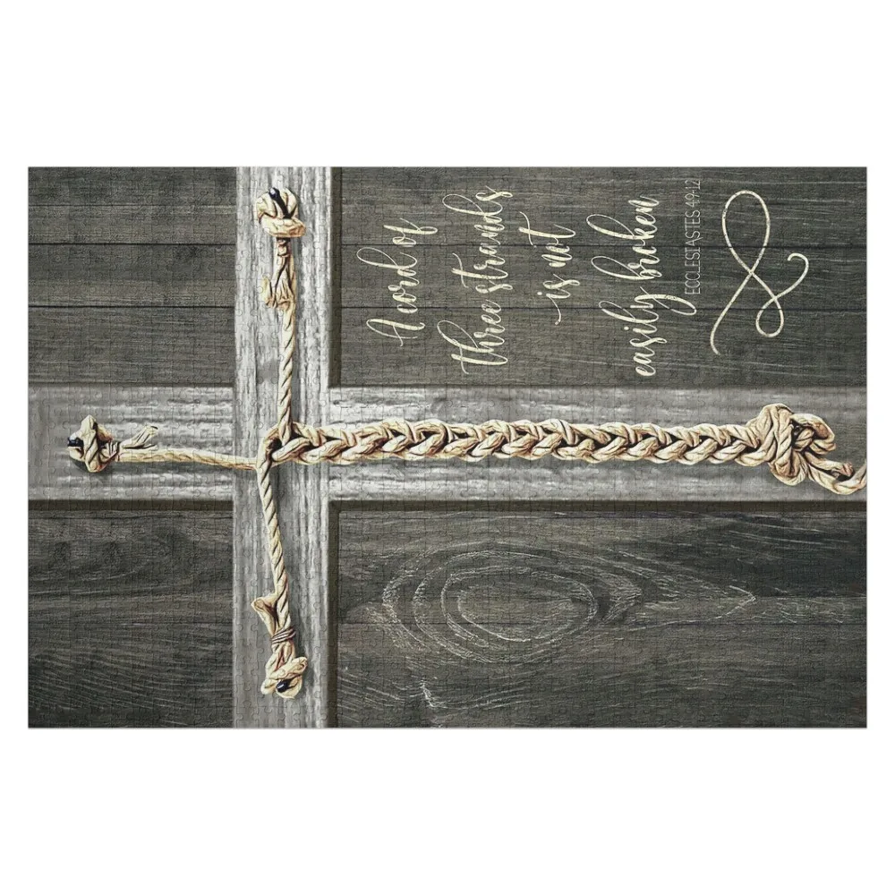 

A Cord of Three Strands is Not Easily Broken Ecclesiastes 4:9 12 Jigsaw Puzzle Custom Name Wood Personalized Gift Ideas Puzzle