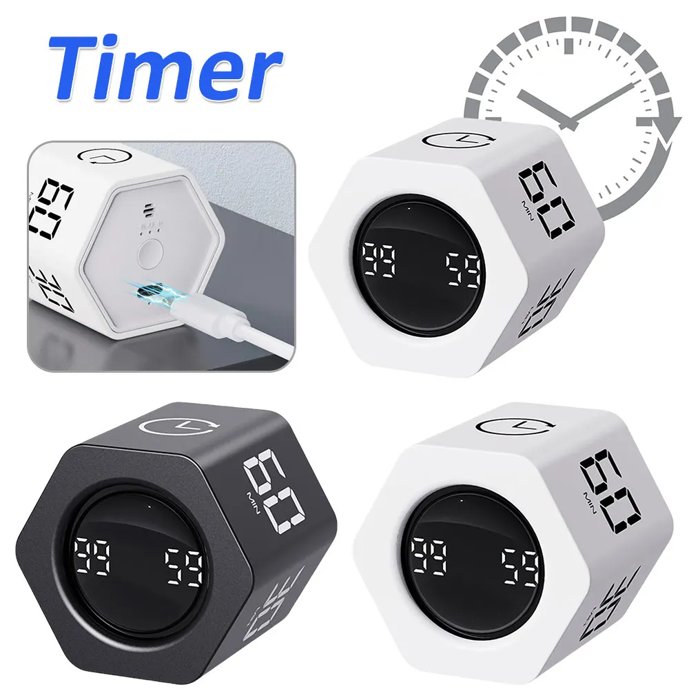 

Productivity Cube Timer Gravity Sensor Flipping Countdown Cooking Study Mini Digital Timer for Work Study Back To School Kitchen