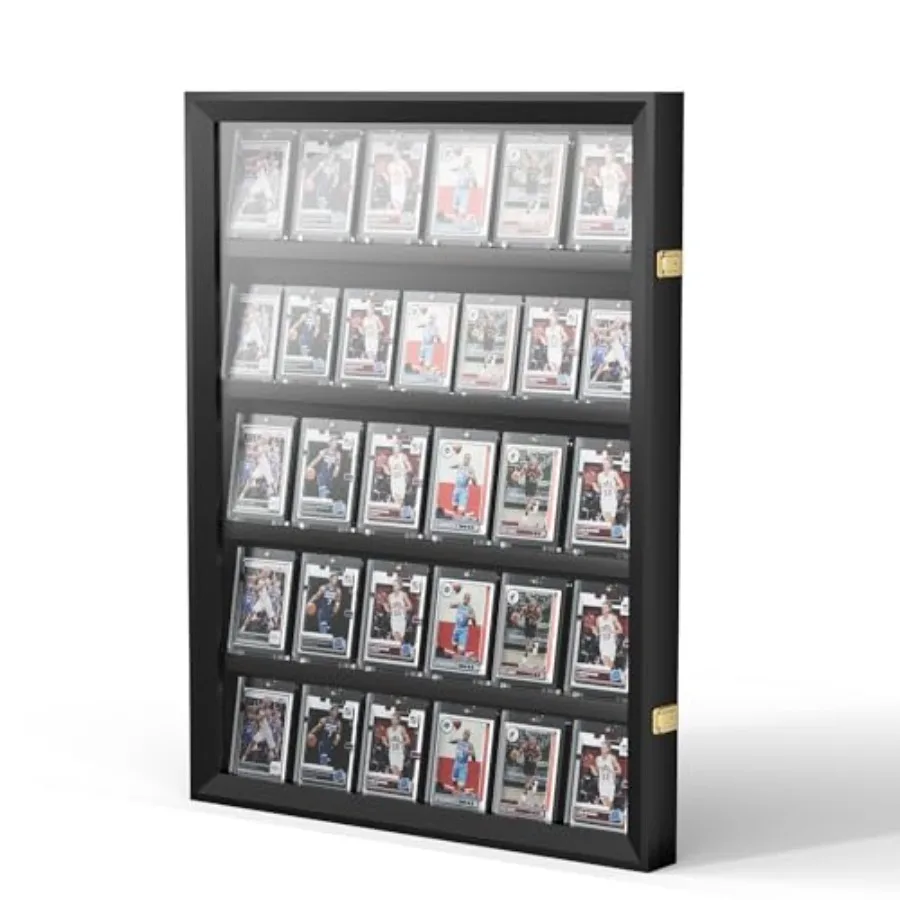 35 Graded Sports Card Display Case - Baseball Card Display Frame Lockable for Football Basketball Hockey and Trading Cards - UV