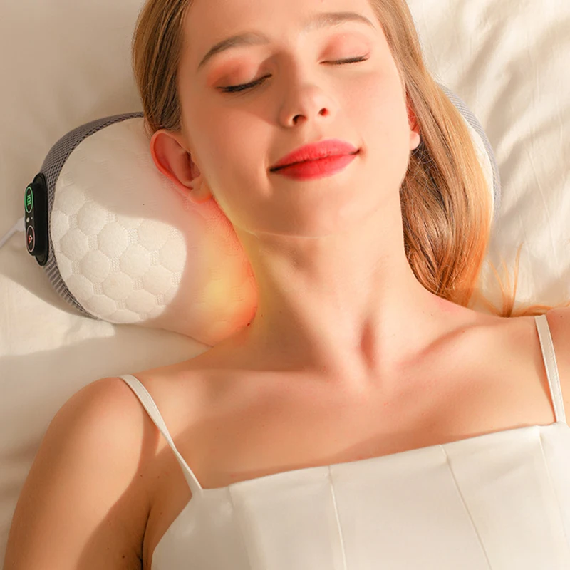 USB plug-in ergonomic design head massage pillow with 3 levels of temperature and 3 levels of strength massager