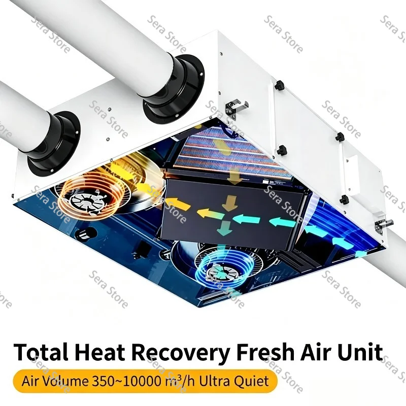for Home/Office 200m³/h Bidirectional Flow Ventilator with Remote, Supply & Exhaust Fresh Air Fan, No Heat Recovery