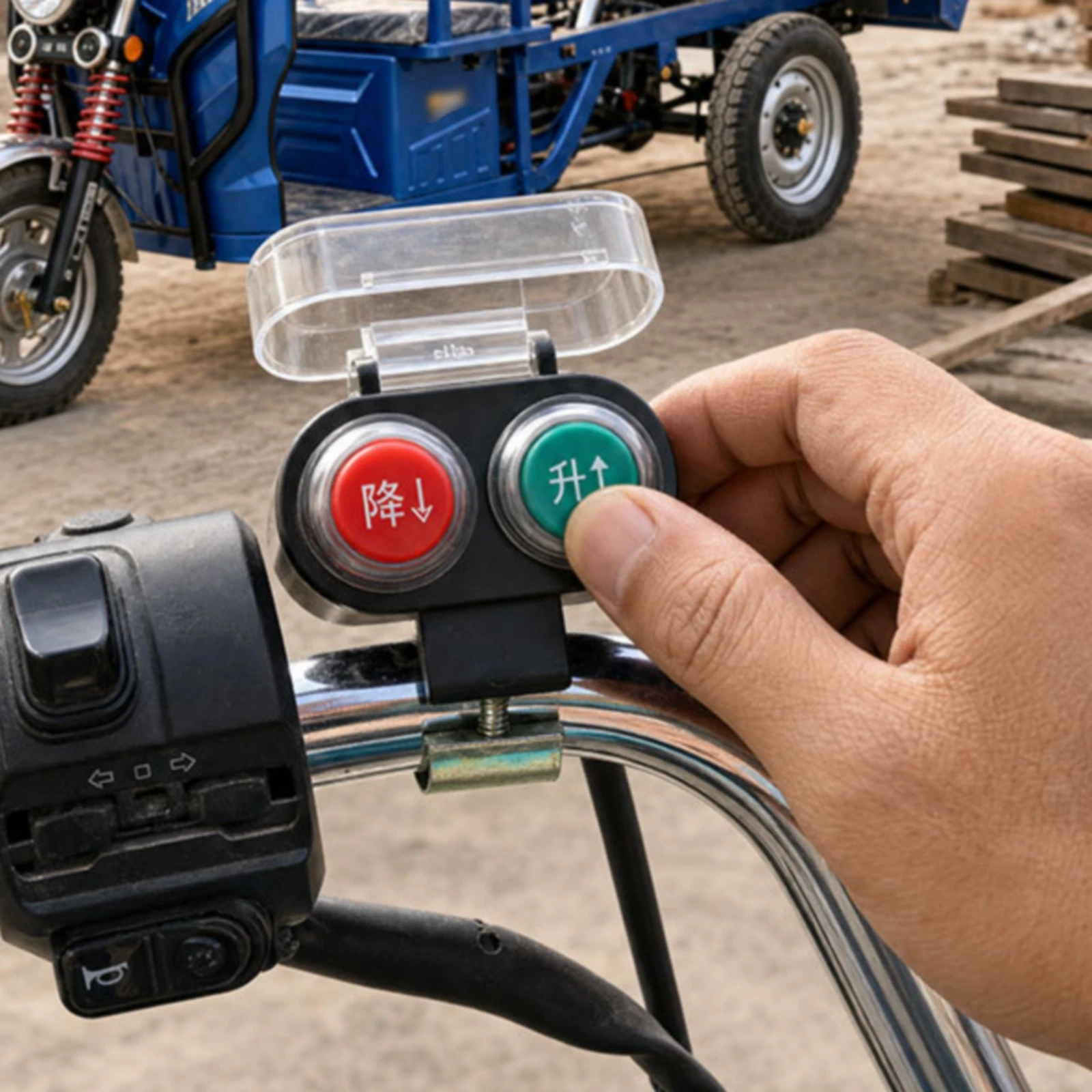 Self-Unloading Lift Switch Red and Green Buttons Handlebar Switch Vehicle Accessory Metal Clamp High Reliability