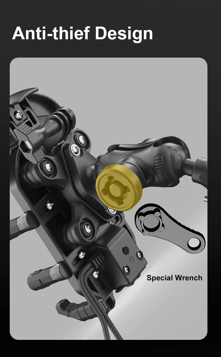 Stoßfester Motorrad-Telefonhalter, 15 W kabelloses Ladegerät und 18 W USB 30 W Typ C, schnelles Aufladen, Motorrad-Fahrrad-Roller-Ständer – Detail 6