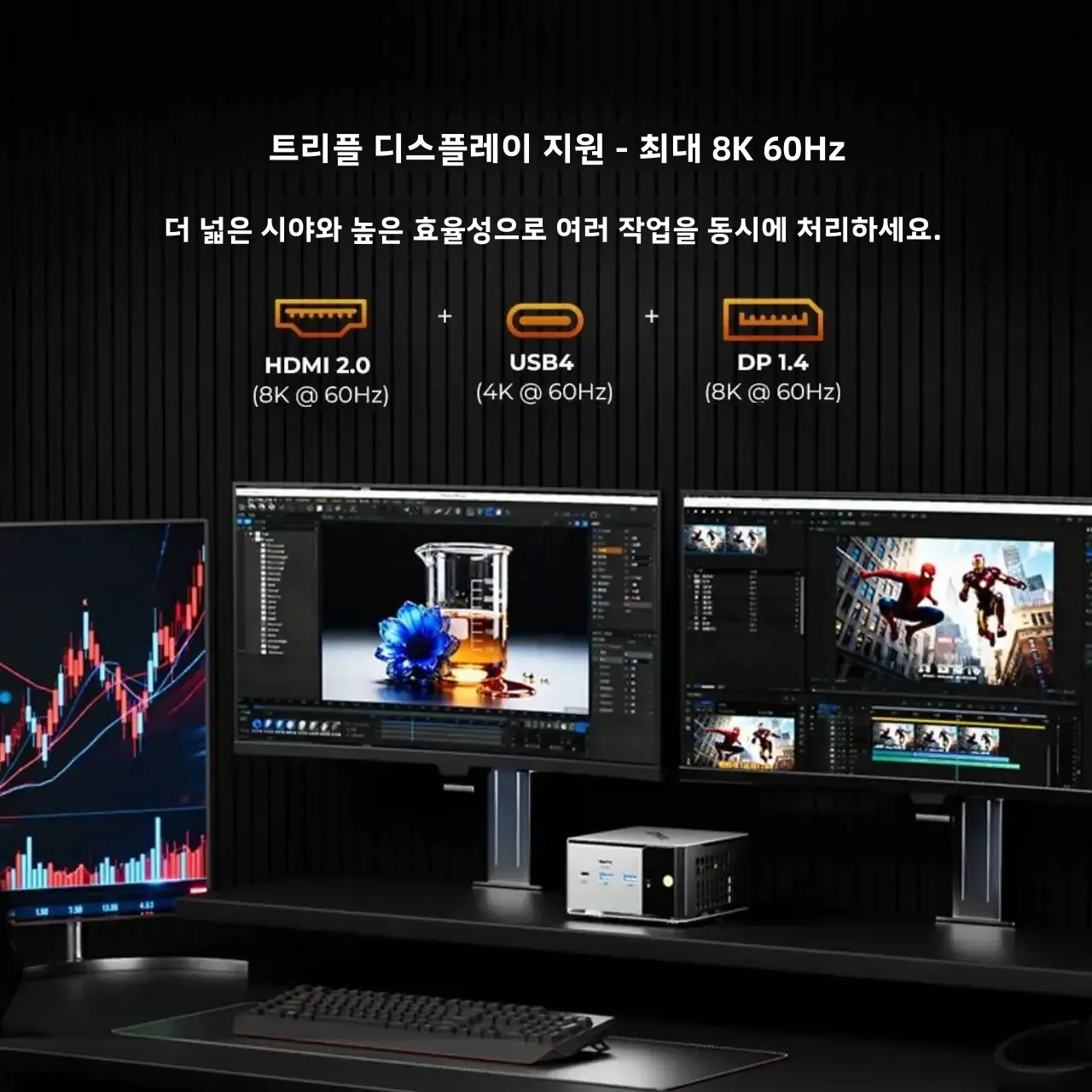 GMKtec M8 미니 PC: AMD Ryzen 5 PRO 6650H, 16GB RAM, SSD·OS 미포함, 트리플 4K 디스플레이, Wi-Fi 6E, 블루투스 5.3, USB-C, DP 지원 미니 데스크톱 썸네일 4